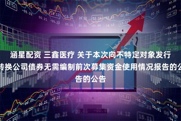 涵星配资 三鑫医疗 关于本次向不特定对象发行可转换公司债券无需编制前次募集资金使用情况报告的公告