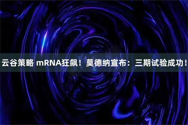 云谷策略 mRNA狂飙!莫德纳宣布:三期试验成功!